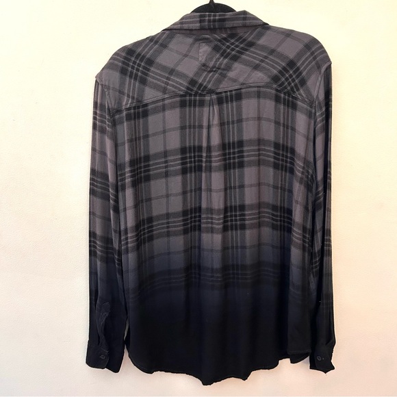 Rails Hunter Charcoal Dip Dye Ombre plaid button front shirt size large - Picture 9 of 10